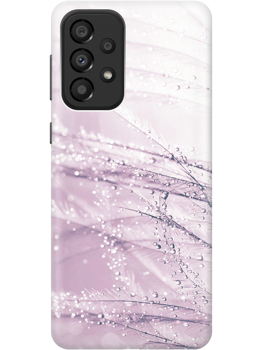 

Силиконовый чехол на Samsung Galaxy A33 5G с принтом "Капли на розовой траве" прозрачный, Розовый, 20000681