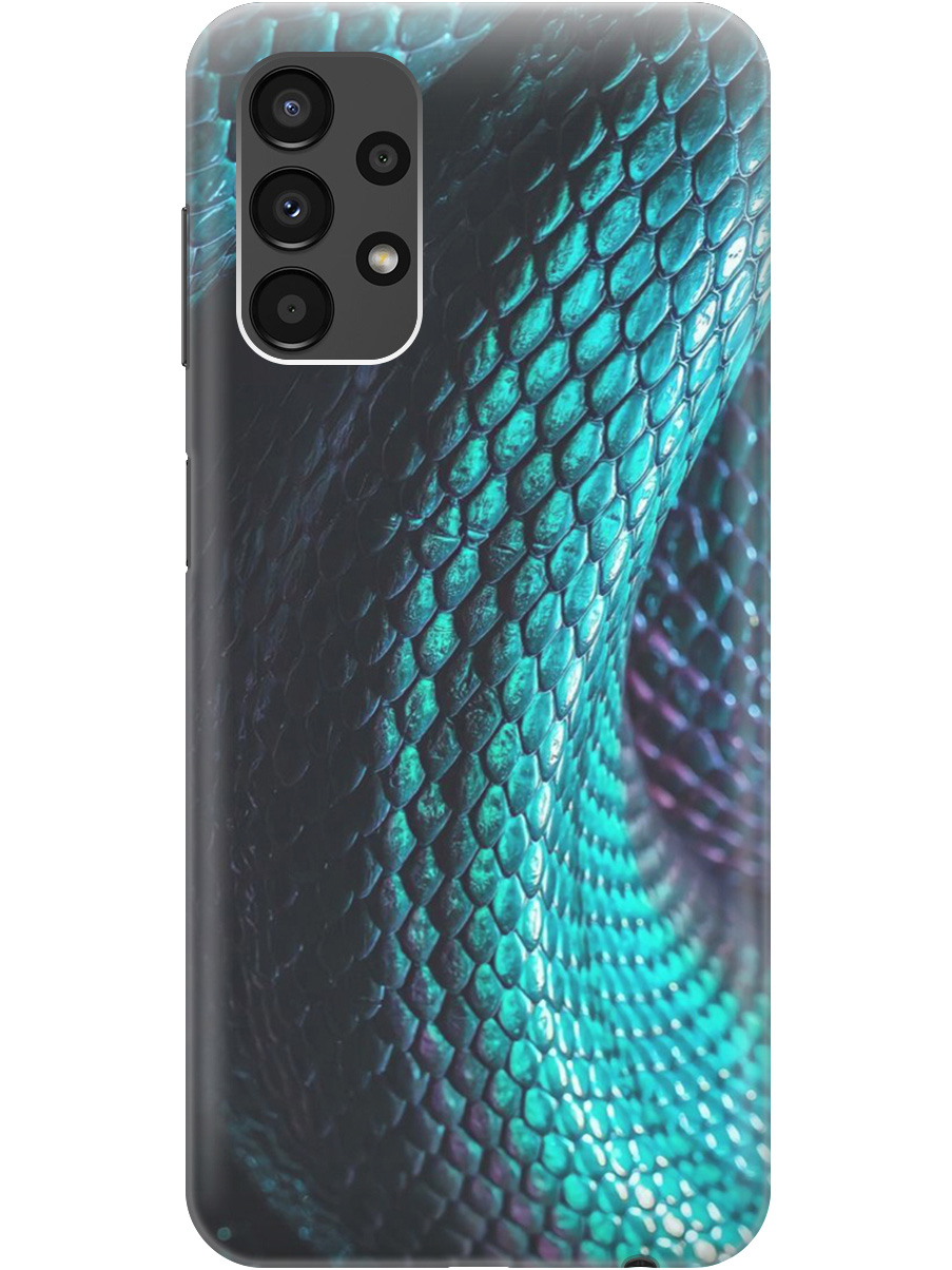 

Силиконовый чехол на Samsung Galaxy A13 4G с принтом "Переливающаяся змея" прозрачный, Зеленый;синий, 20000708