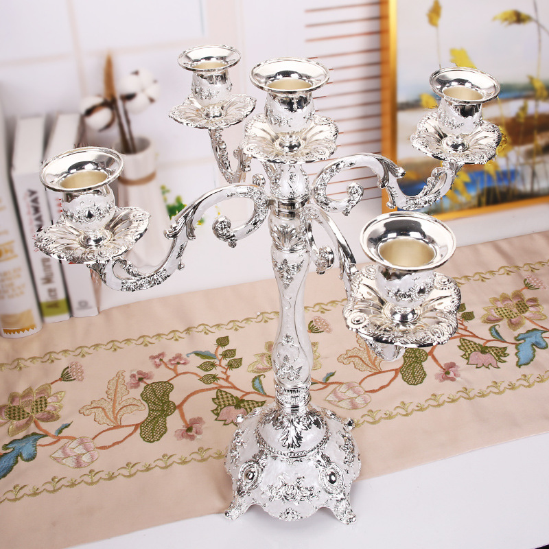 

Подсвечник конделябр 5 рожковый серебристый podsvetchnik-5-silver, классический