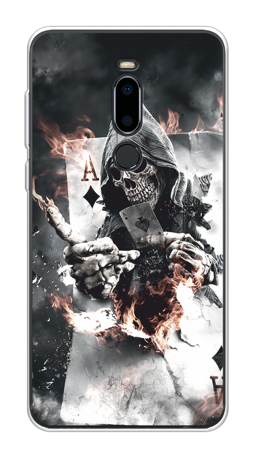 

Чехол на Meizu M8 "Карты черепа в капюшоне", Белый;серый, 73150-1