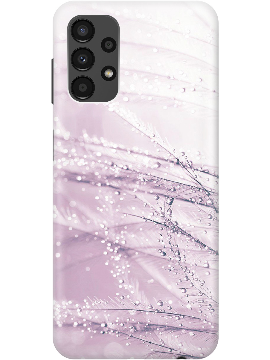 

Силиконовый чехол на Samsung Galaxy A13 4G с принтом "Капли на розовой траве" прозрачный, Розовый, 20000708