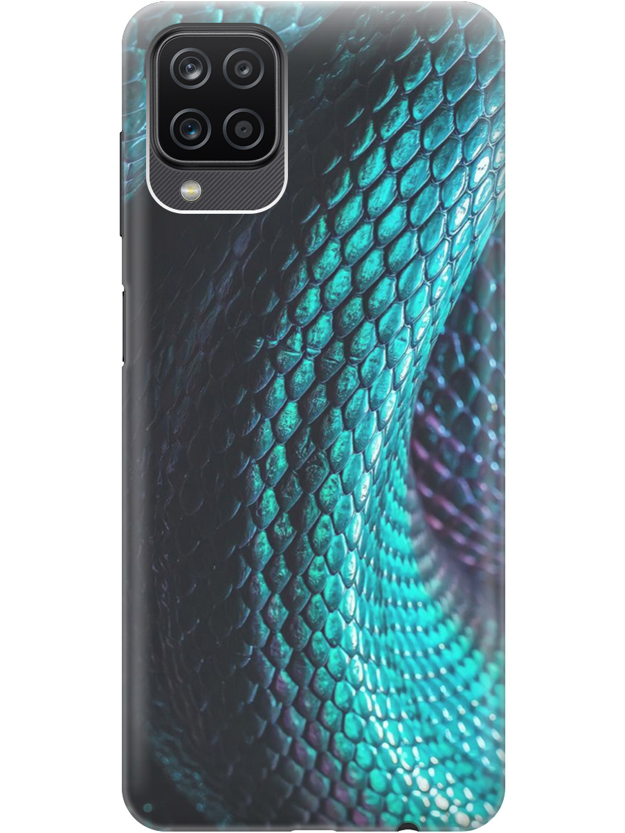 

Силиконовый чехол на Samsung Galaxy A12/M12 с принтом "Переливающаяся змея" прозрачный, Зеленый;синий, 20001374