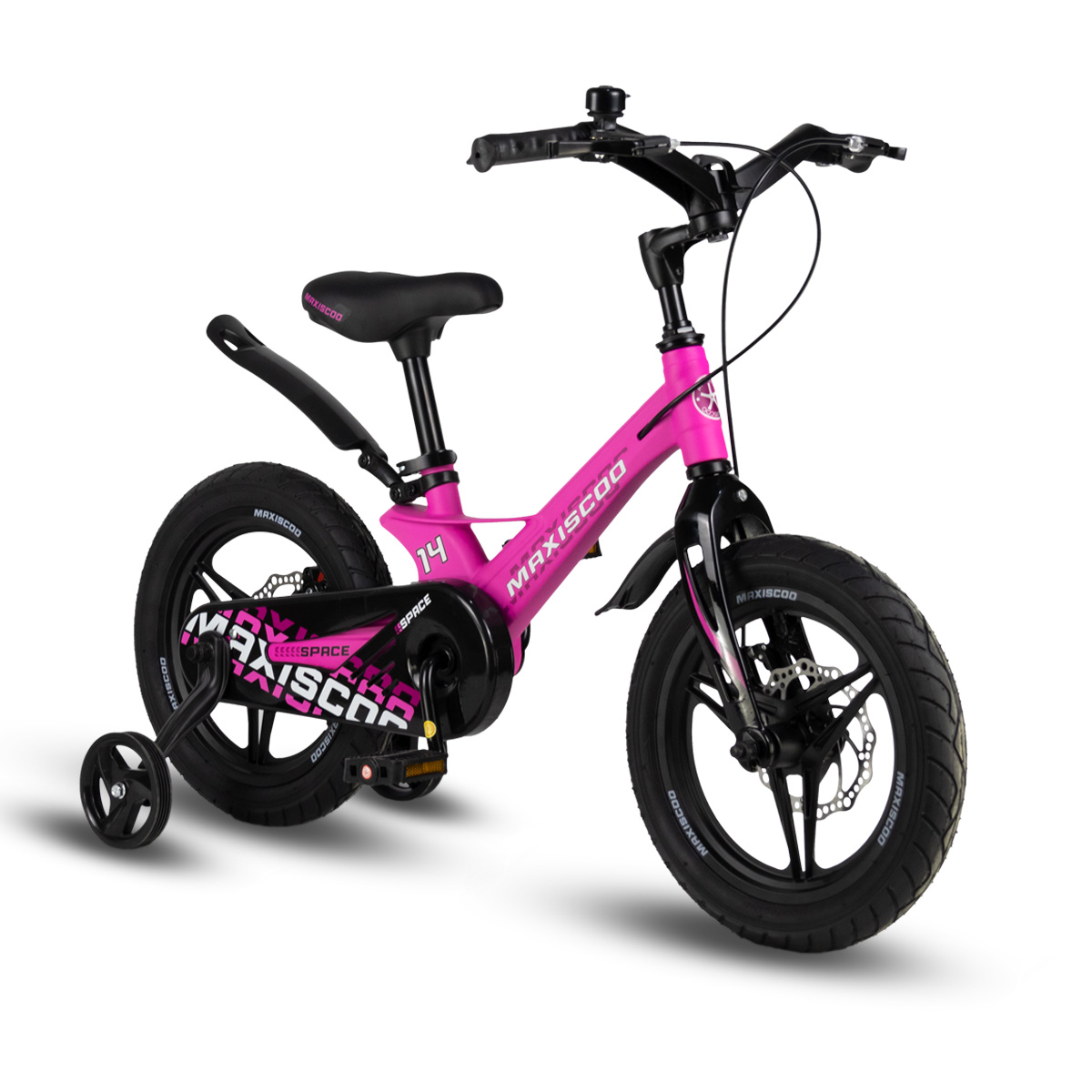 Детский велосипед MAXISCOO Space 14 Делюкс Плюс 2024 ультра-розовый матовый