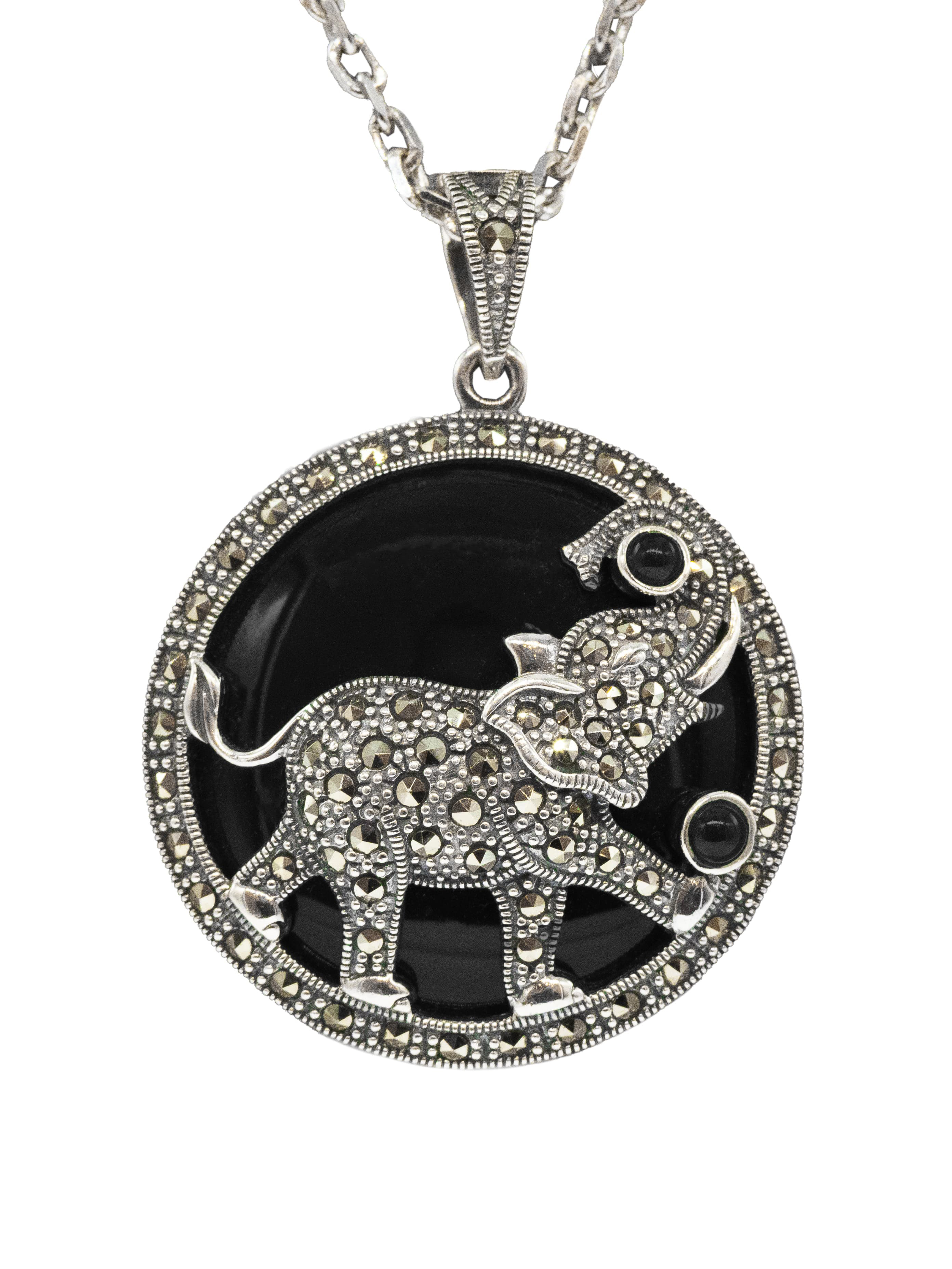 Кулон из серебра Марказит HP0809, марказит/оникс