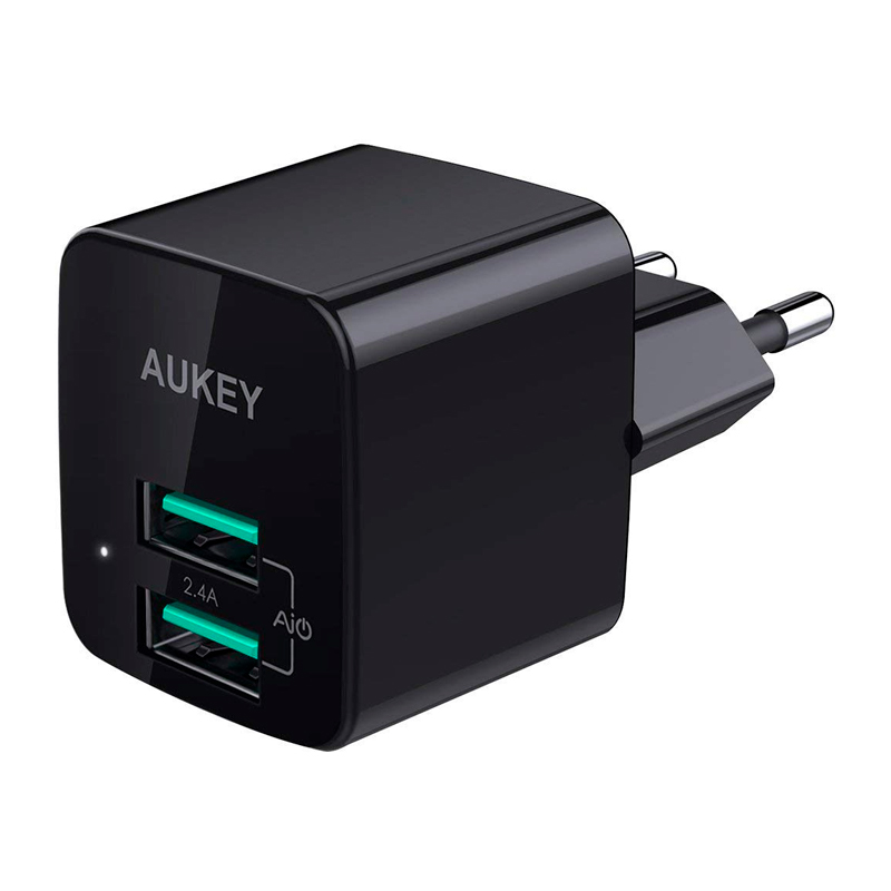 фото Сетевое зарядное устройство aukey travel charger dual port usb-a (pa-u32)