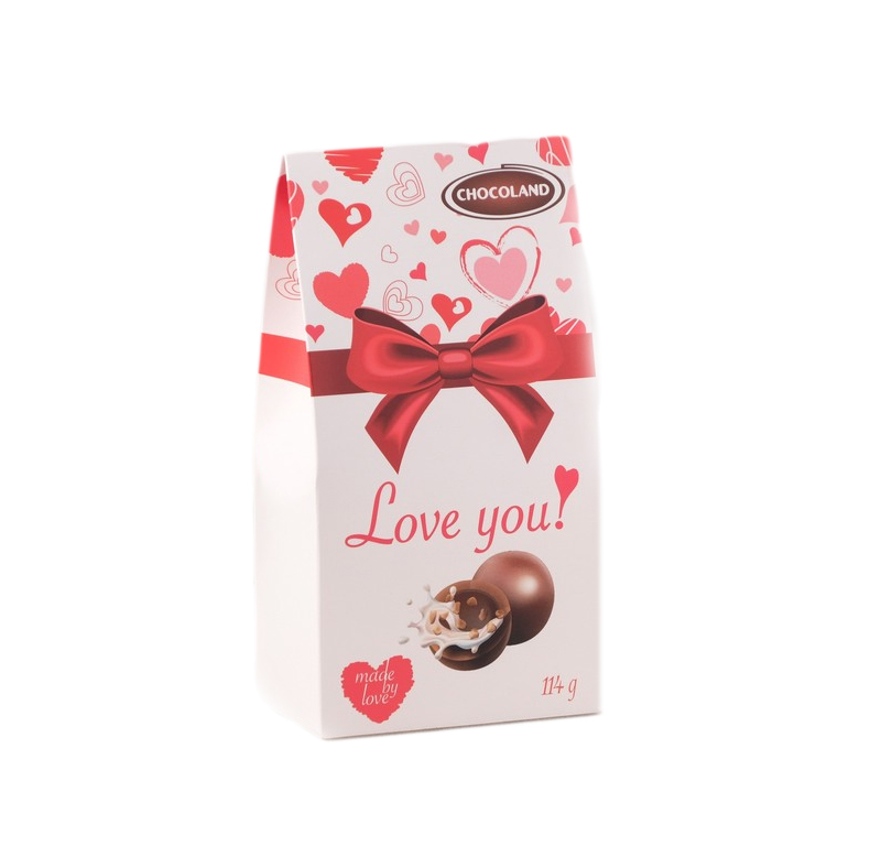 фото Конфеты пралине из молочного шоколада со злаками chocoland i love you, 114 г