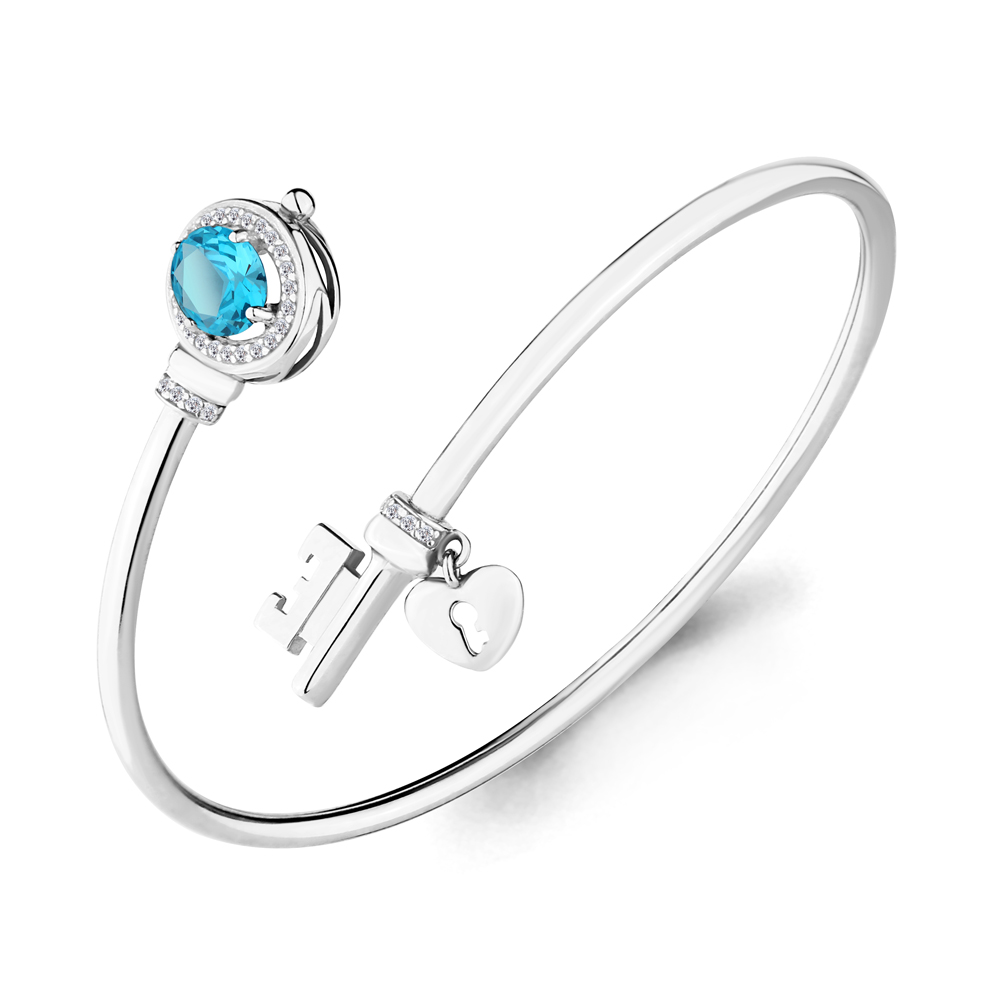 

Браслет из серебра с топазом р. 16 Aquamarine 7438405А_925_р, 7438405А_925_р