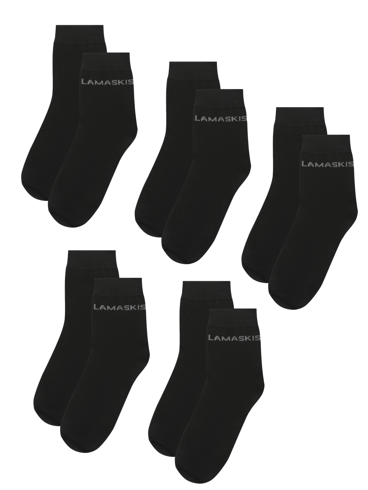 Носки унисекс LAMASKIS socks-classic-x5 черные 42-45