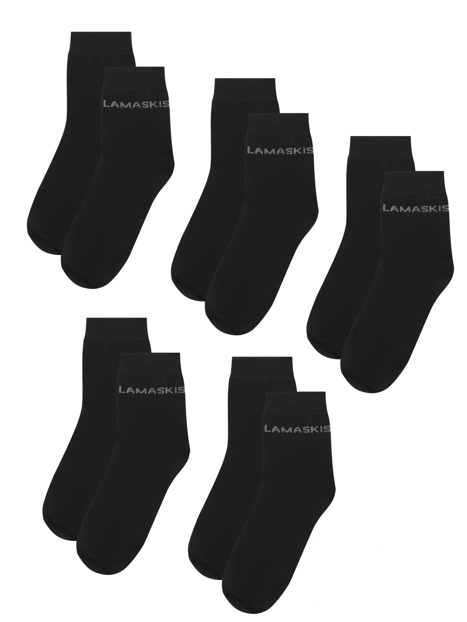 Носки унисекс LAMASKIS socks-classic-x5 черные 34-37