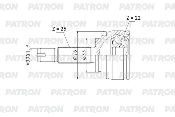 

ШРУС нар. 25x55x22 HYUNDAI Solaris / KIA Rio 17- (пыльник - термопласт ) PATRON pcv2178