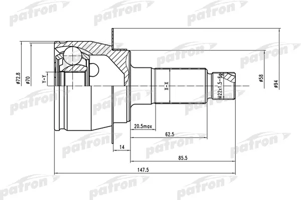 

ШРУС наружный 28x58x29 SUZUKI SX4 RW415/RW416/RW419/RW420 06- PATRON PCV1558