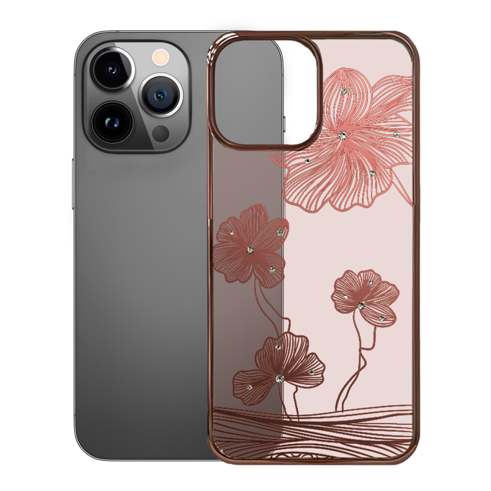Чехол Devia Crystal Flora Case для iPhone 13 Pro Max, розовое золото