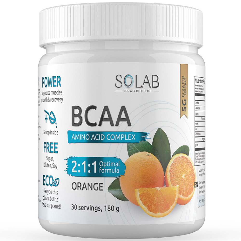 Аминоксислоты BCAA 2:1:1 SOLAB БЦАА с цитрусовым вкусом