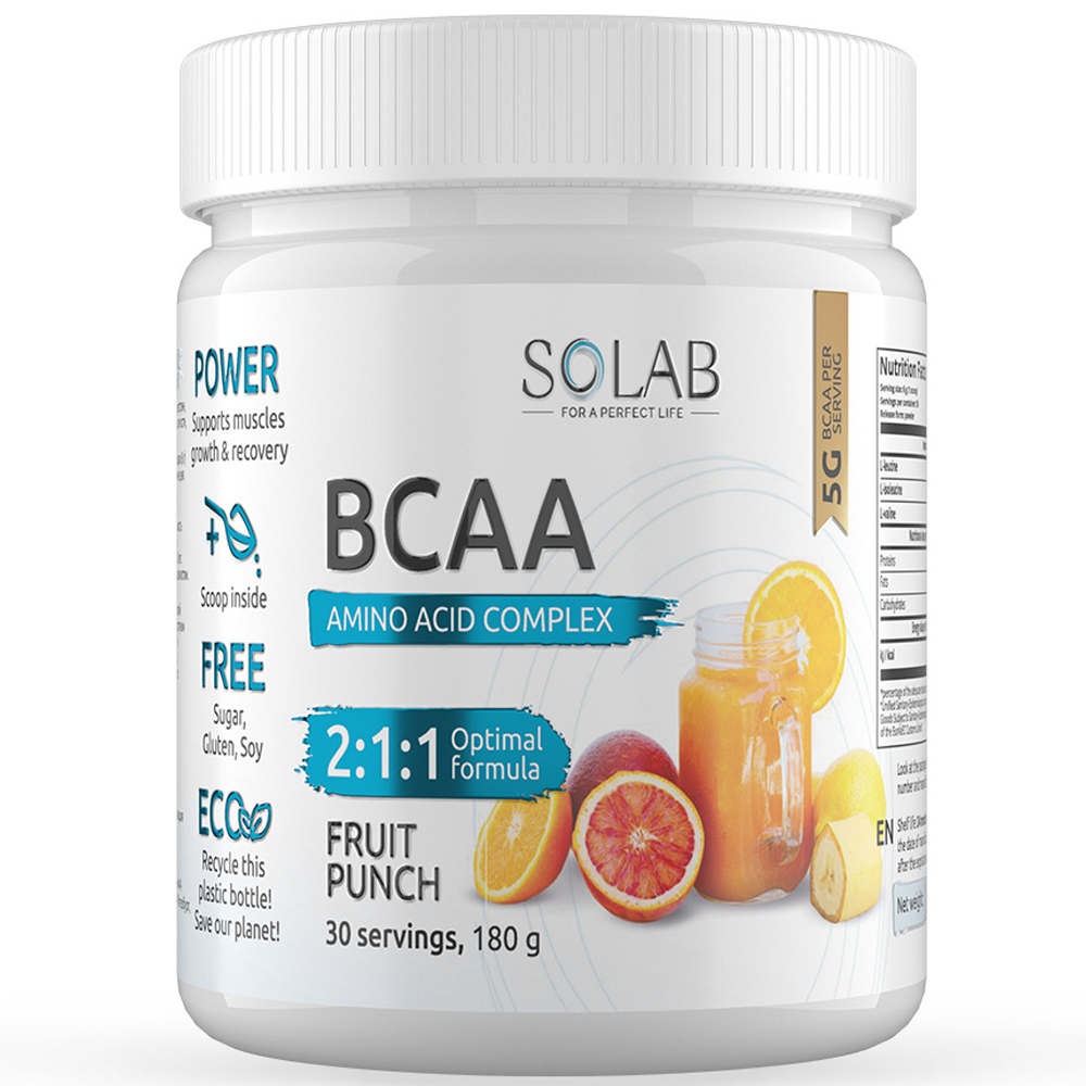 Аминоксислоты BCAA 2:1:1 SOLAB БЦАА с малиновым вкусом