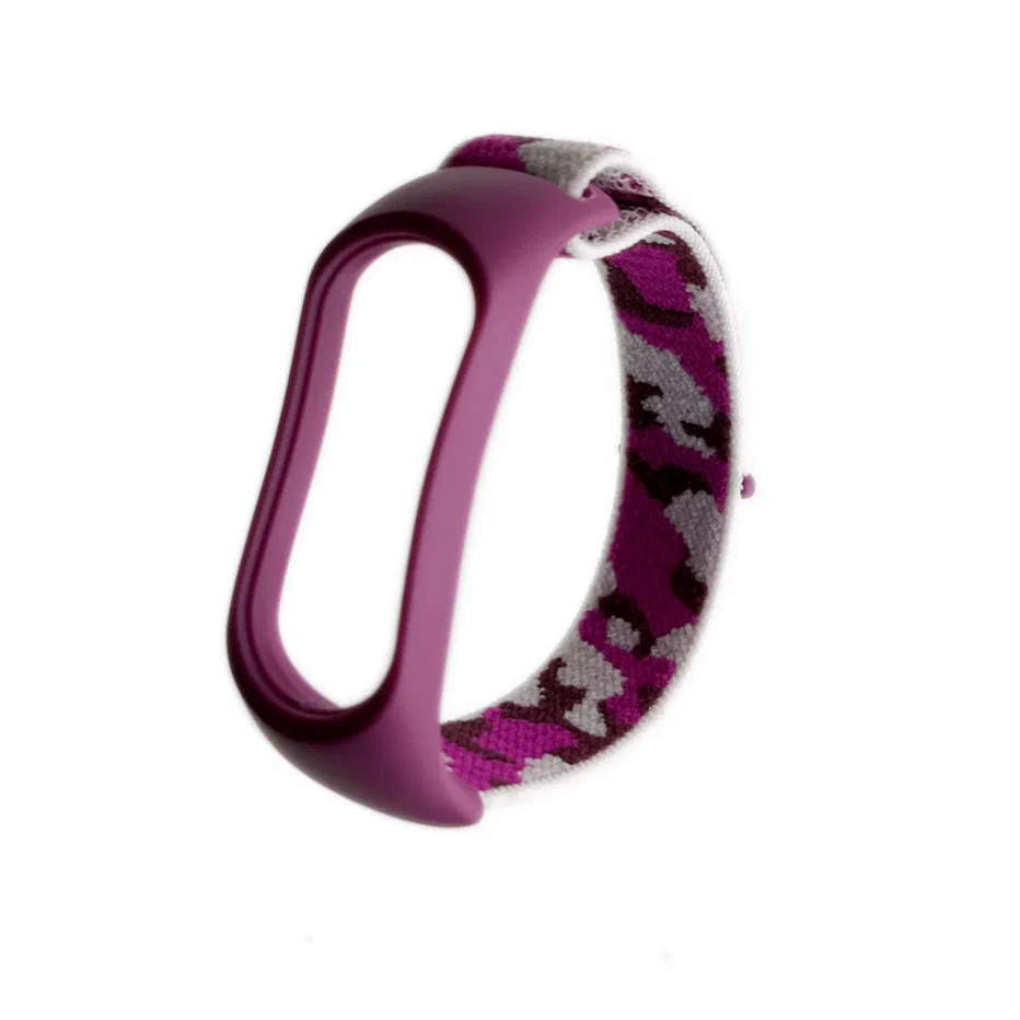 фото Ремешок на фитнес браслет qvatra xiaomi mi band 5/6 фиолетовый камуфляж