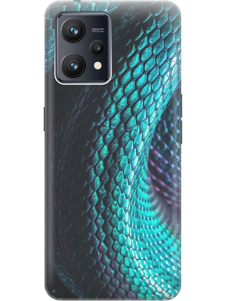 

Силиконовый чехол на Realme 9 с принтом "Переливающаяся змея" прозрачный, Зеленый;синий, 20000164