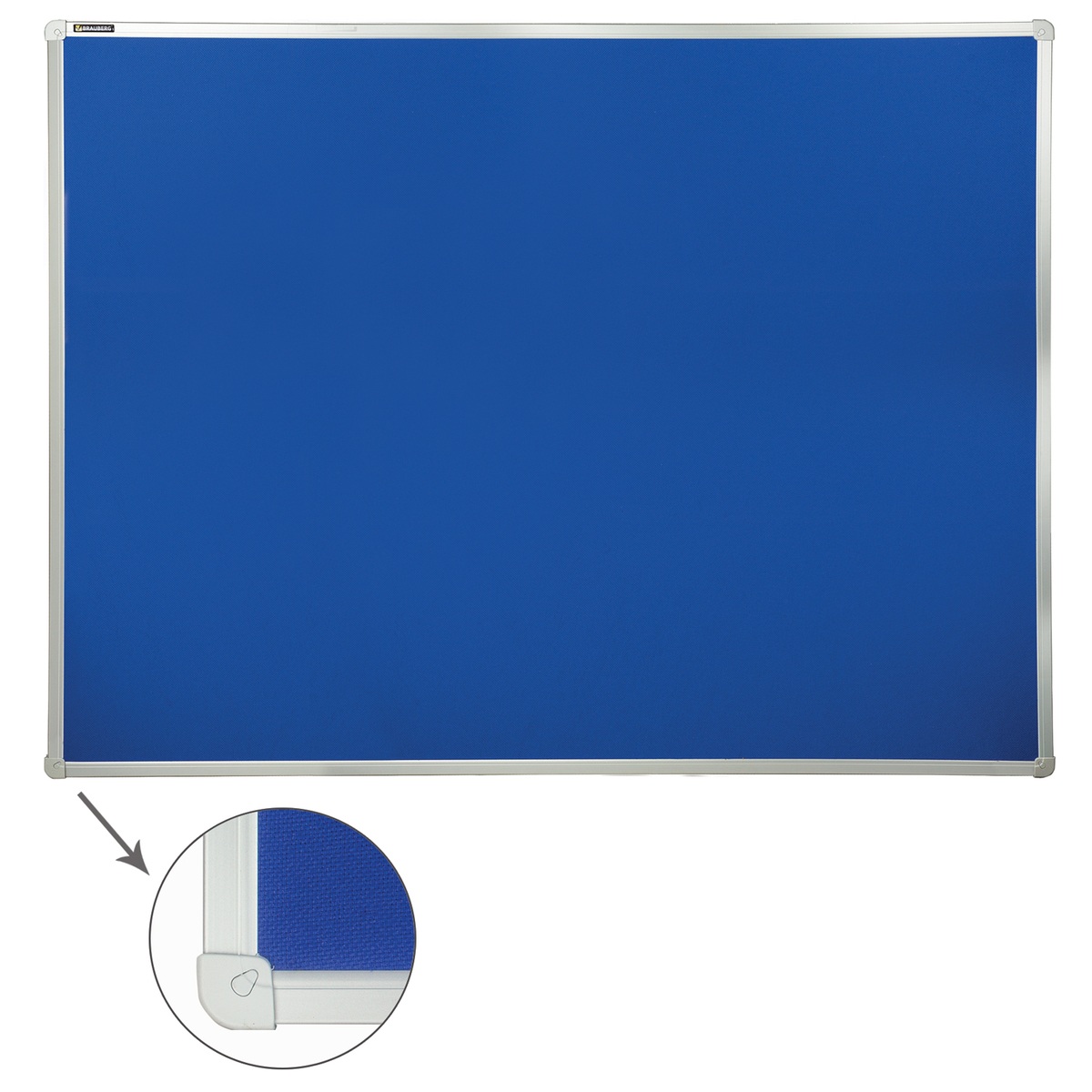фото Доска пробковая, с текстильным покрытием, 90x120 см, синяя brauberg