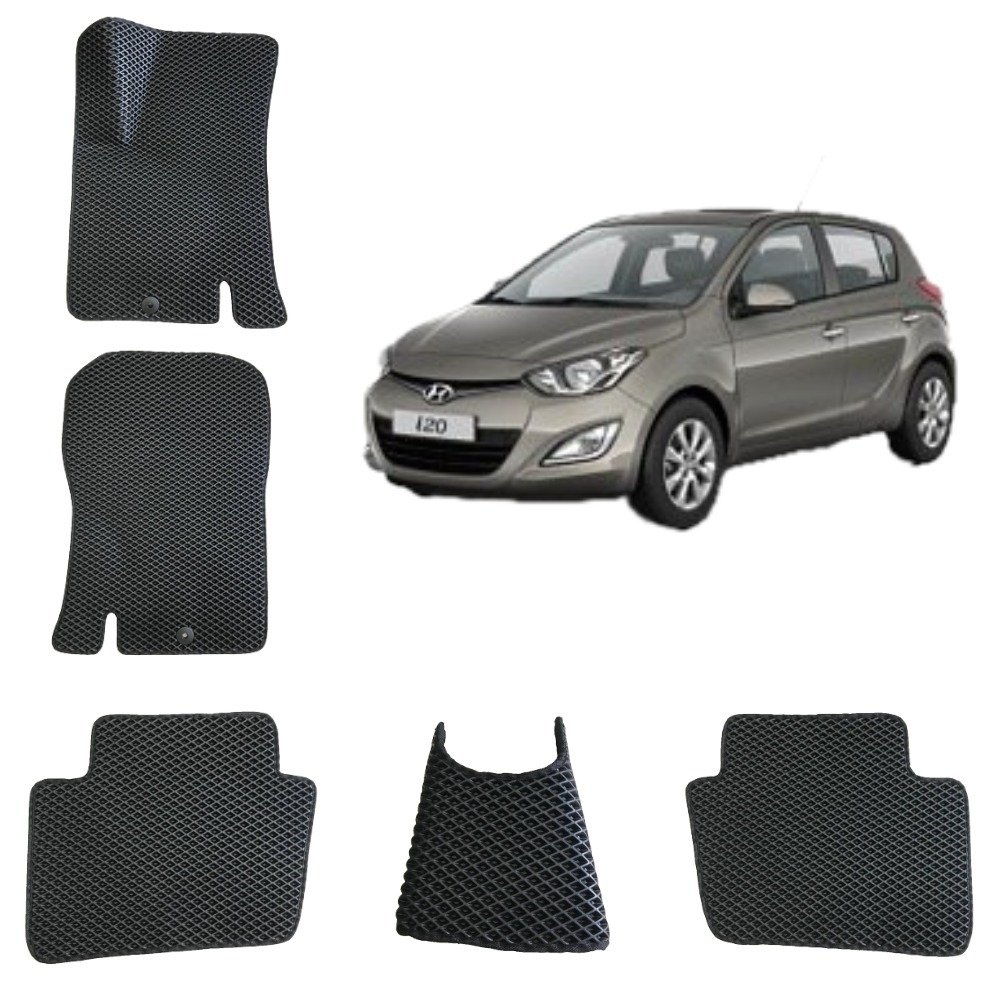 3-D Авто EVA коврики в салон HYUNDAI i20 (1) (Черный / Черный кант)
