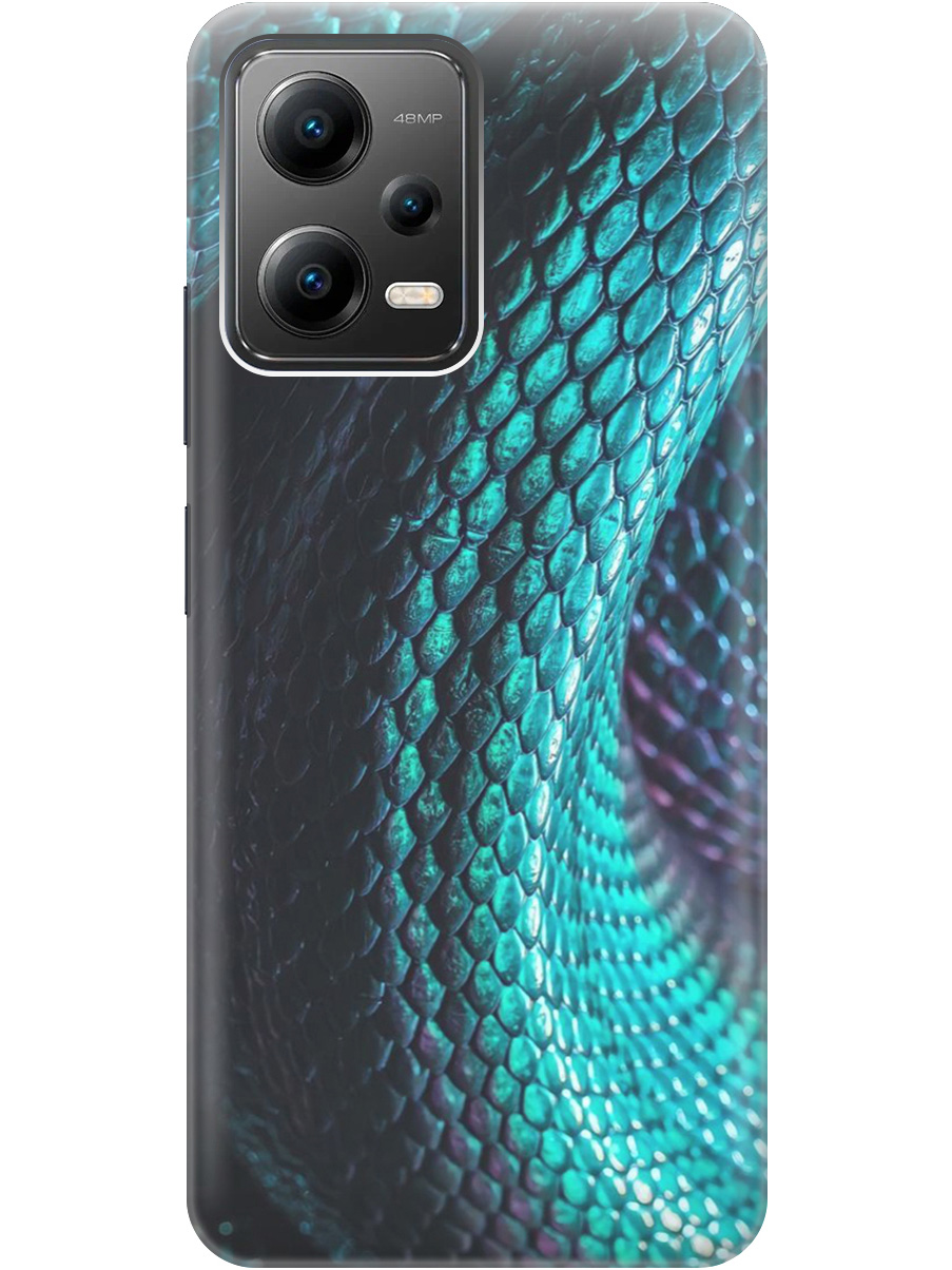 

Силиконовый чехол на Poco X5 5G с принтом "Переливающаяся змея" прозрачный, Зеленый;синий, 20000535