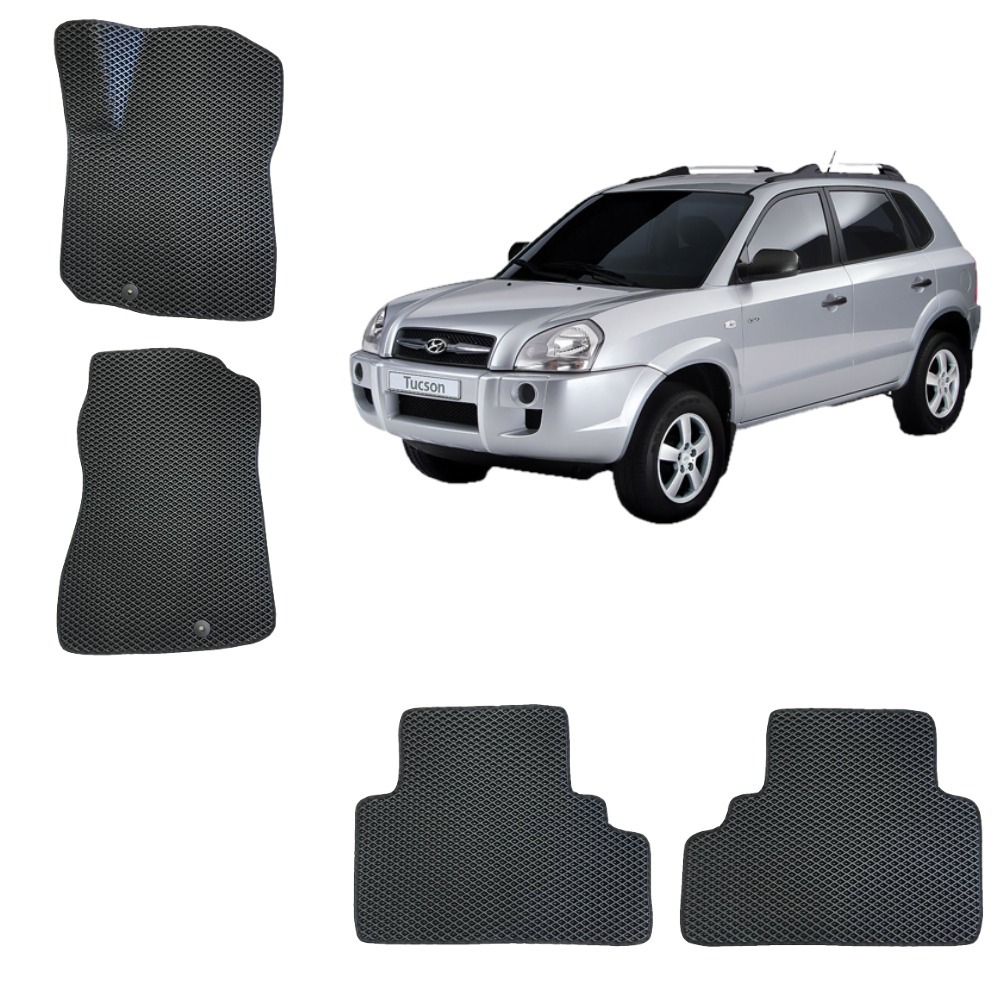 3-D Авто EVA коврики в салон HYUNDAI TUCSON 1 (Черный / Черный кант)