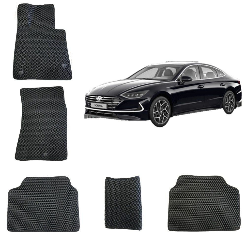 3-D Авто EVA коврики в салон HYUNDAI SONATA 8 (Черный / Черный кант)