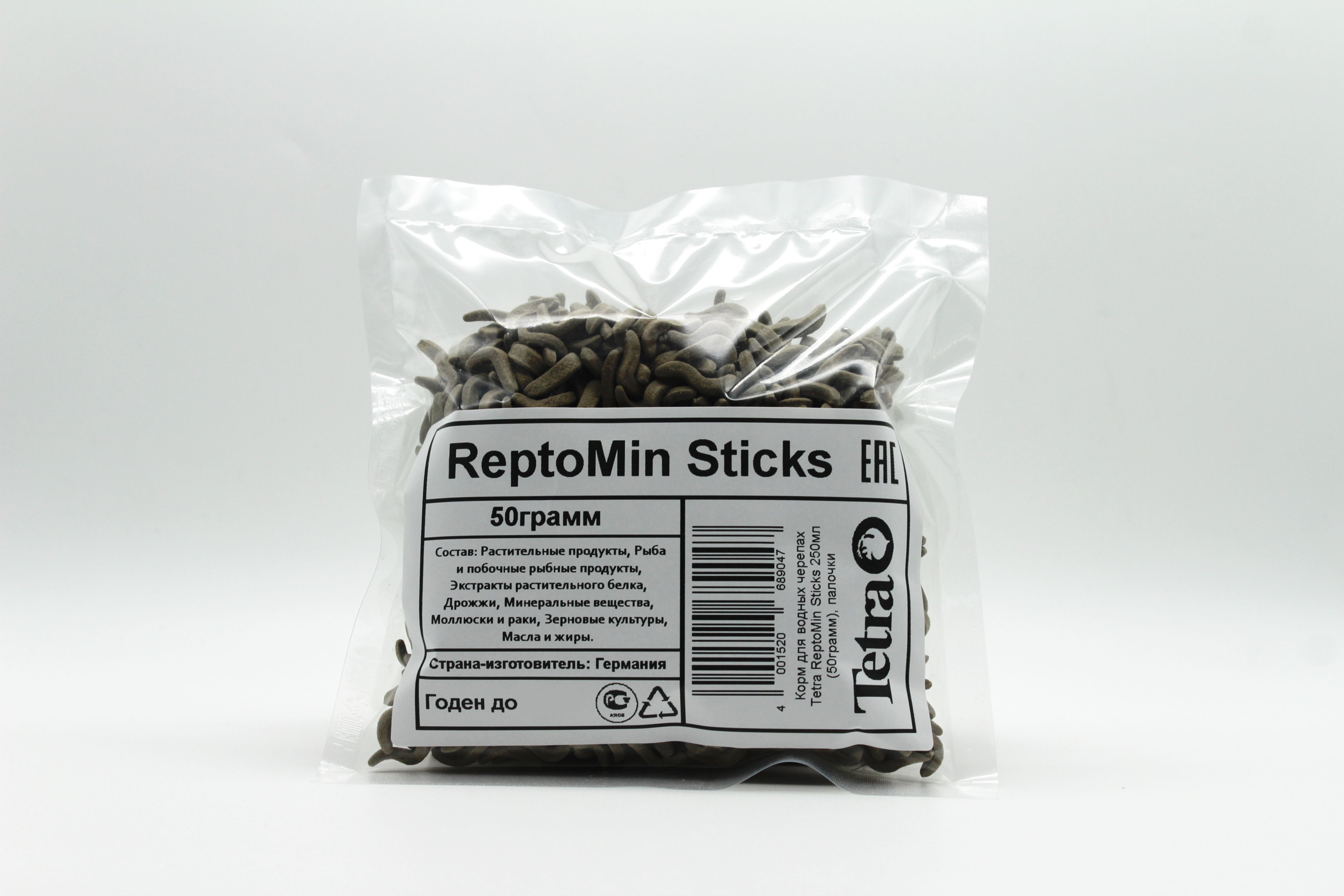 

Корм для рептилий Tetra ReptoMin Sticks в виде палочек для водных черепах, 50грамм, FBOTR