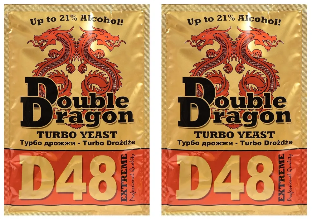 Турбо дрожжи Double Dragon D48, 2х132 гр (Дабл Дракон Д48 спиртовые, 2 штуки в комплекте)