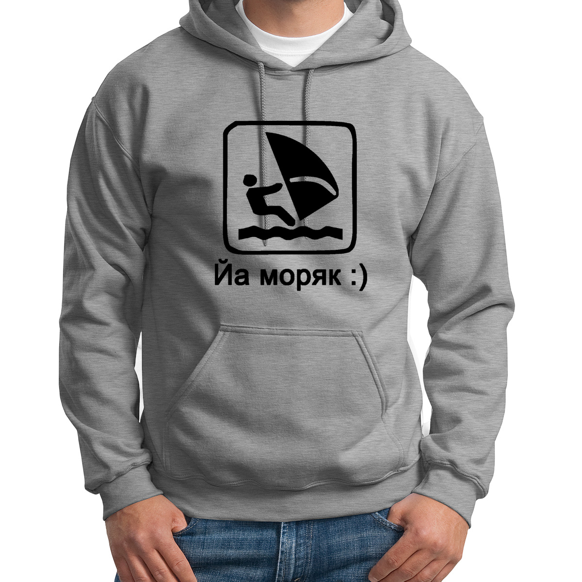 

Худи унисекс CoolPodarok Йа моряк серое 48 RU, S0112519