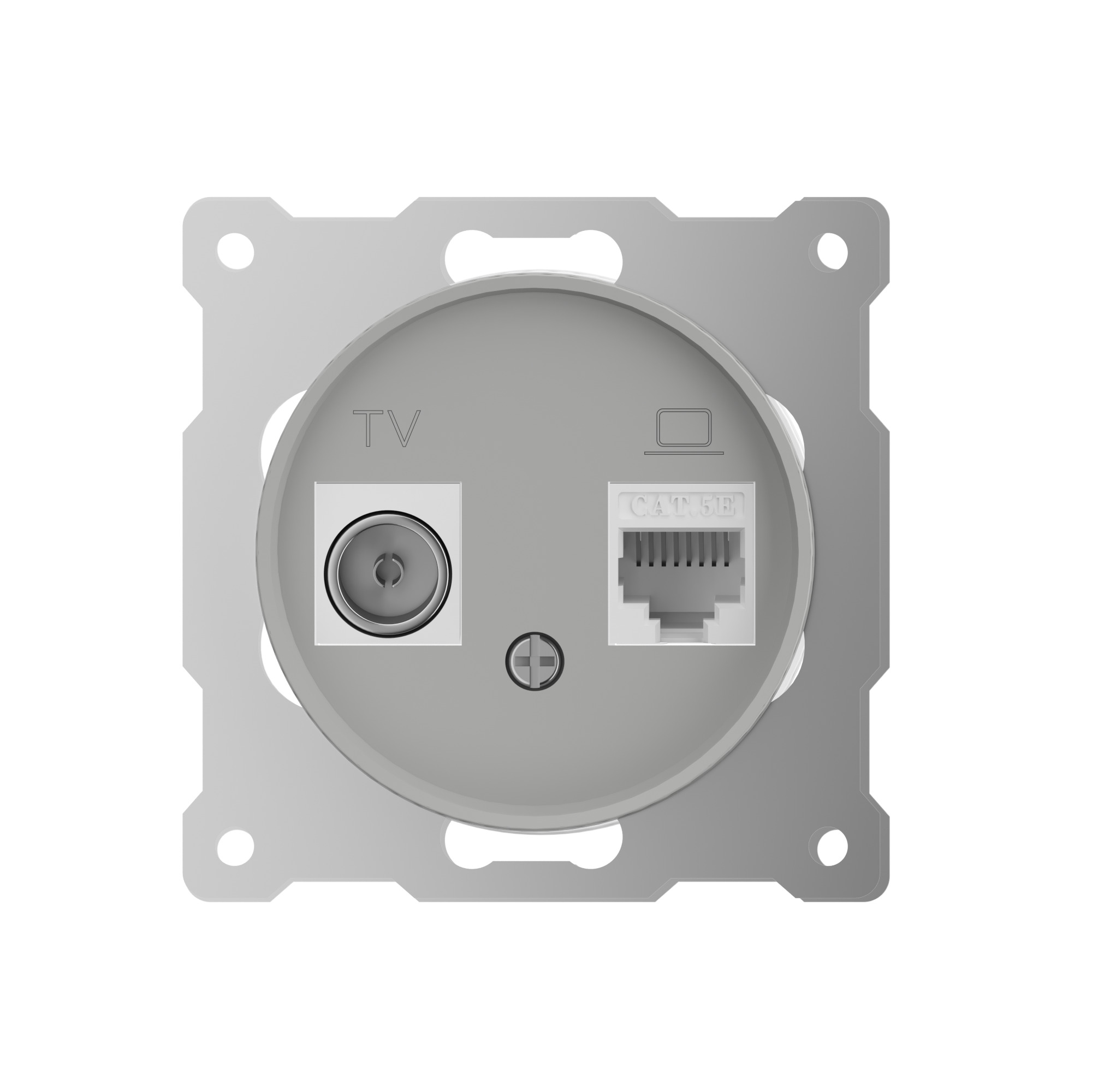 Розетка двойная антенна/компьютер TV/RJ45 кат.5e, цвет серый (серия Florence)