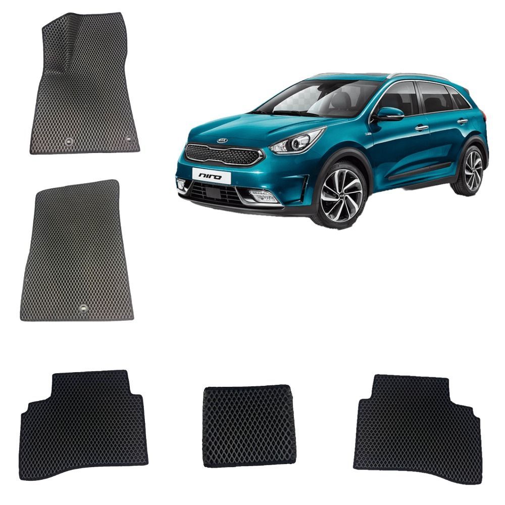 3-D Авто EVA коврики в салон Kia Niro 1 / Киа Ниро 1 (Черный / Черный кант)