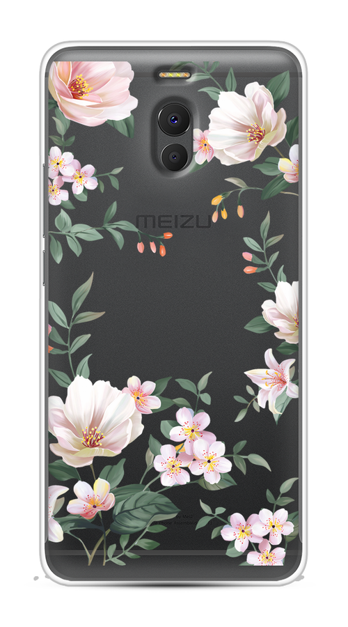 

Чехол на Meizu M6 Note "Beautiful white flowers", Бежевый;зеленый, 72150-1