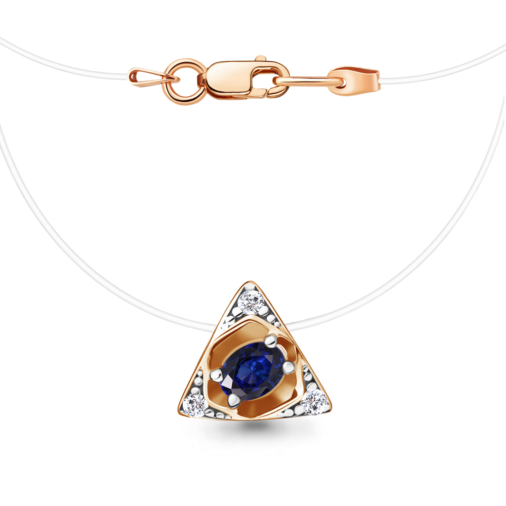 

Колье из серебра с фианитом/сапфиром искусственным 40 см Aquamarine 73668АБ_925_з, 73668АБ_925_з