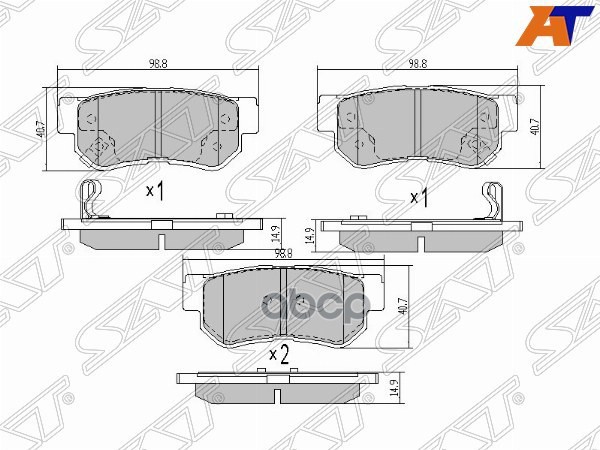 Колодки Тормозные Зад Hyundai Getz 05-09Santa Fe 01-06Sonata 04-09 Sat арт ST5830226A00 1340₽