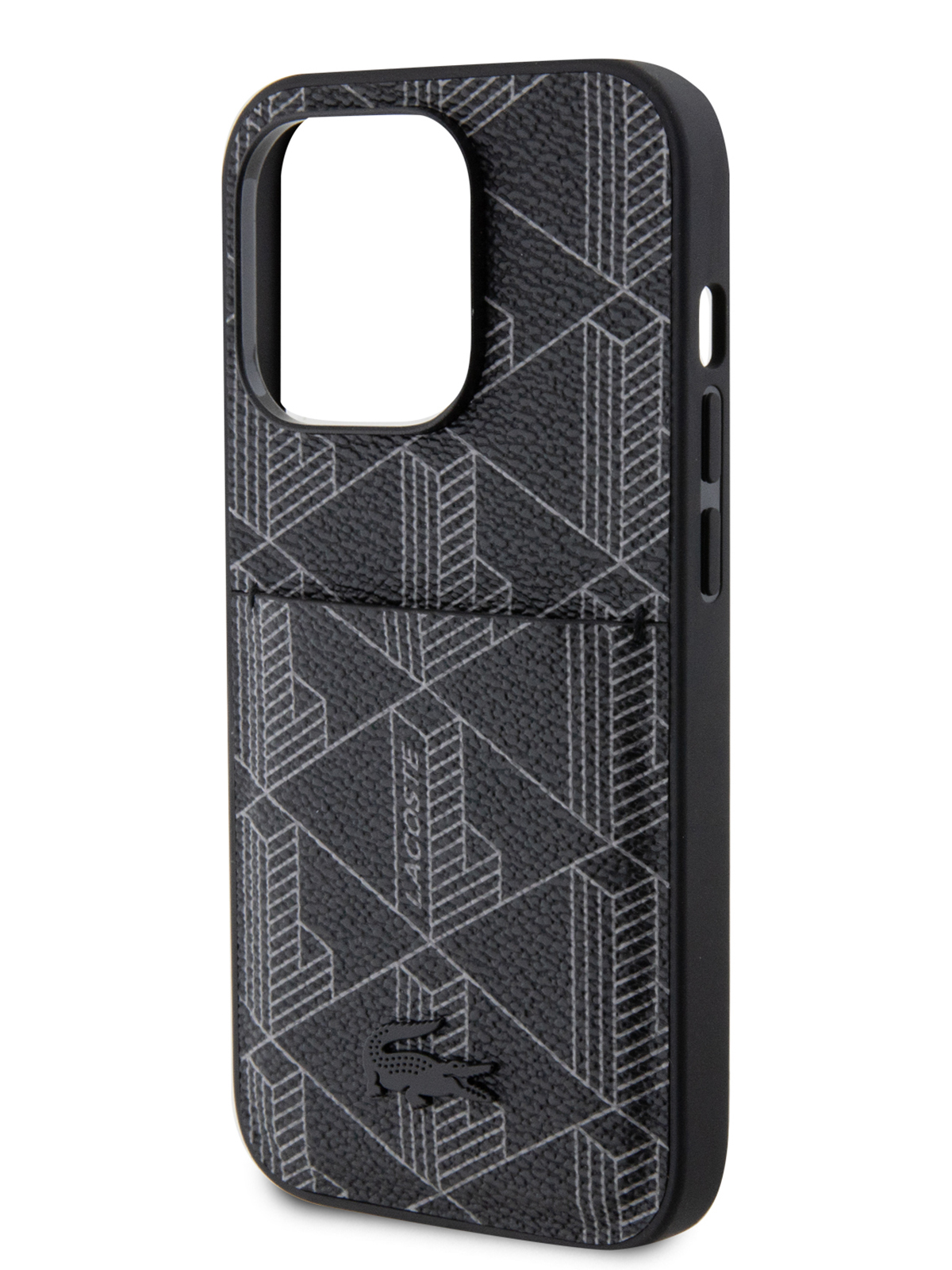 

Чехол Lacoste для iPhone 14 Pro из экокожи с карманом для карт Hard Black, Черный