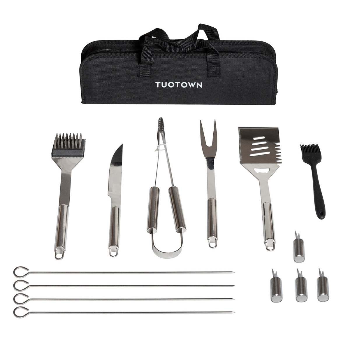 Набор инструментов для гриля и барбекю в сумке TUOTOWN  BD15, 15 предметов