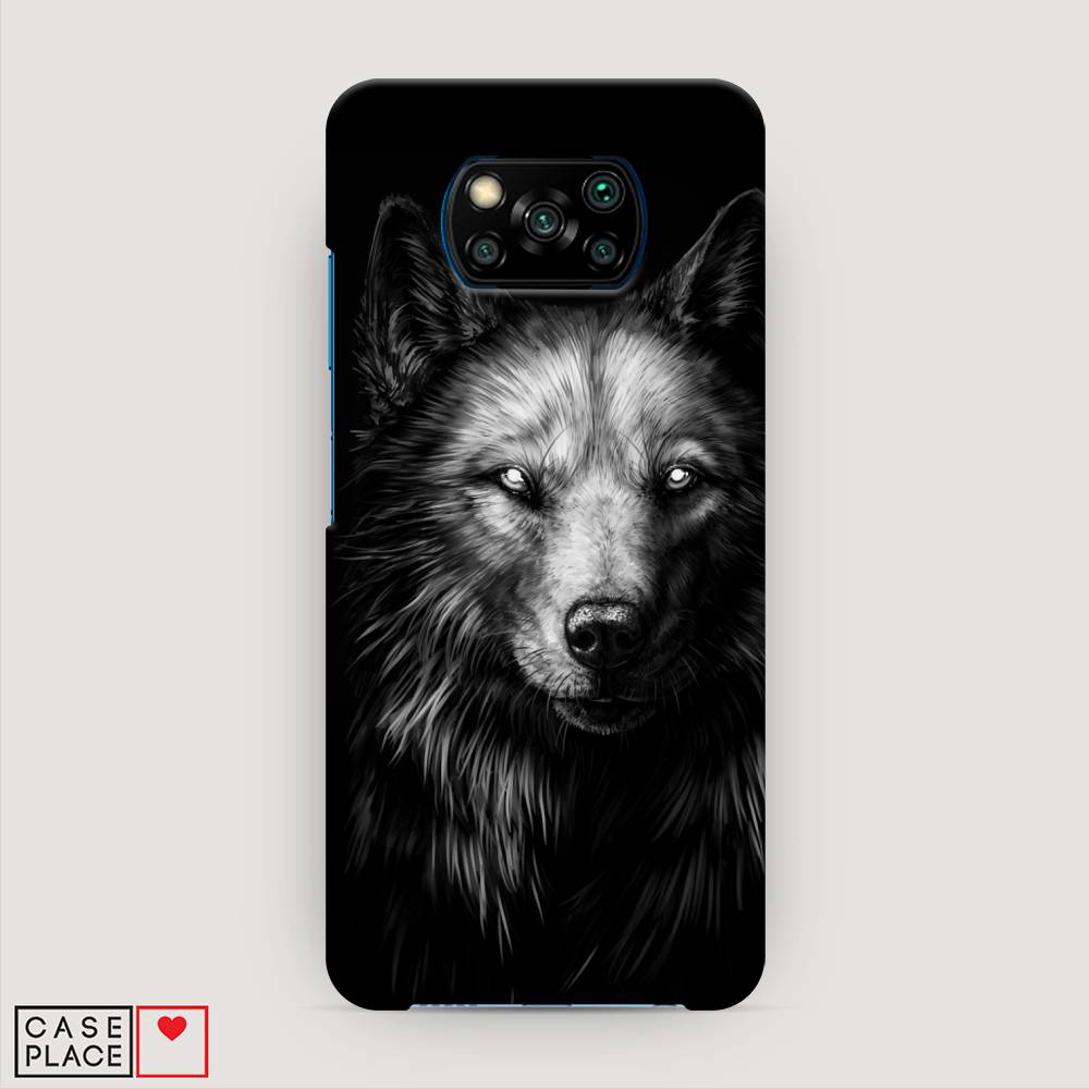 

Пластиковый чехол "Волк черно белый" на Xiaomi Poco X3 NFC, 39220-1