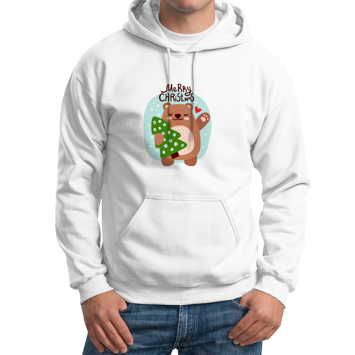 

Худи унисекс CoolPodarok Новый год.Медвежонок белое 48 RU, M0501739