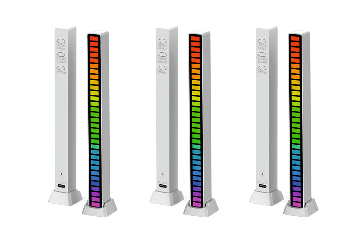 Светодиодная подсветка RGB D082 эквалайзер для музыки, белый, 3 шт