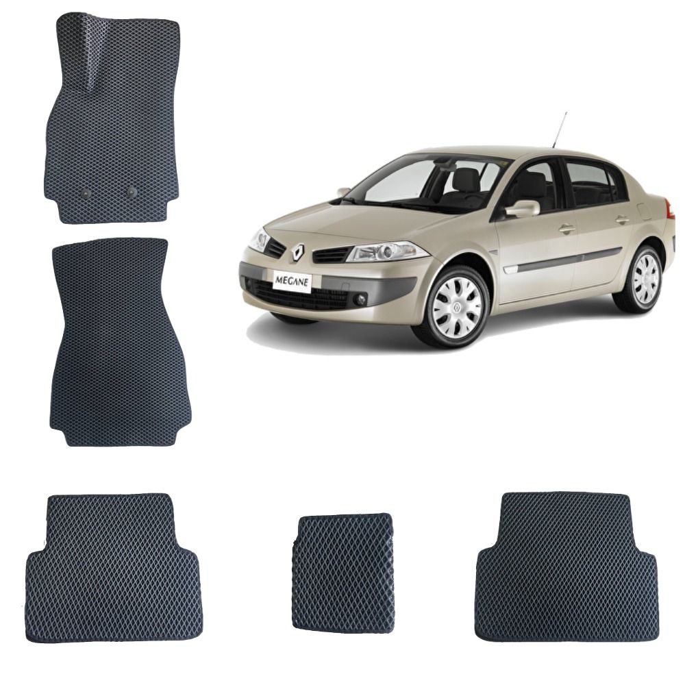 3-D Авто EVA коврики в салон Renault Sandero 2, Logan 2 (Черный / Черный кант)