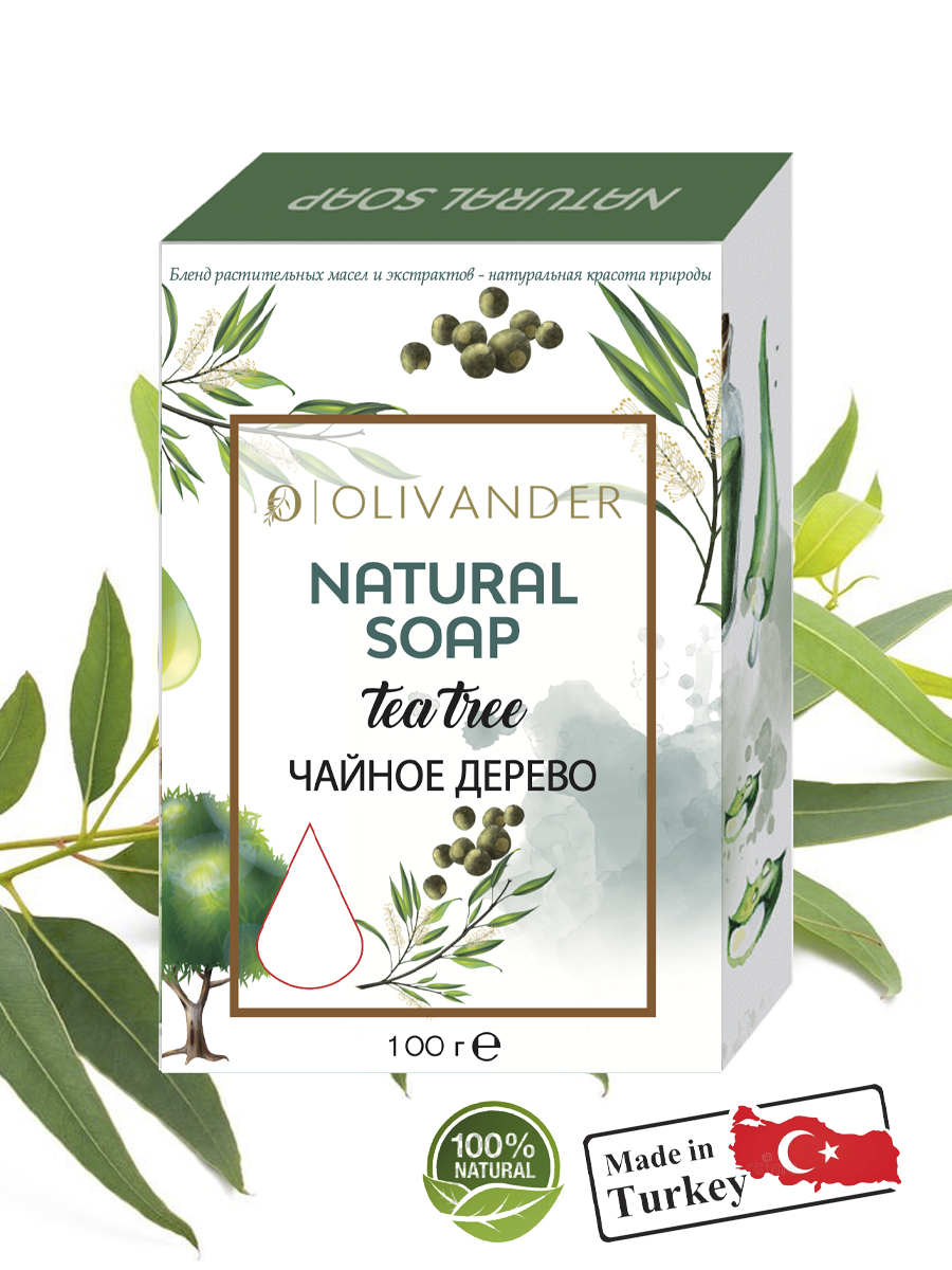 Натуральное мыло OLIVANDER с экстрактом чайного дерева Tea Tree, 100г