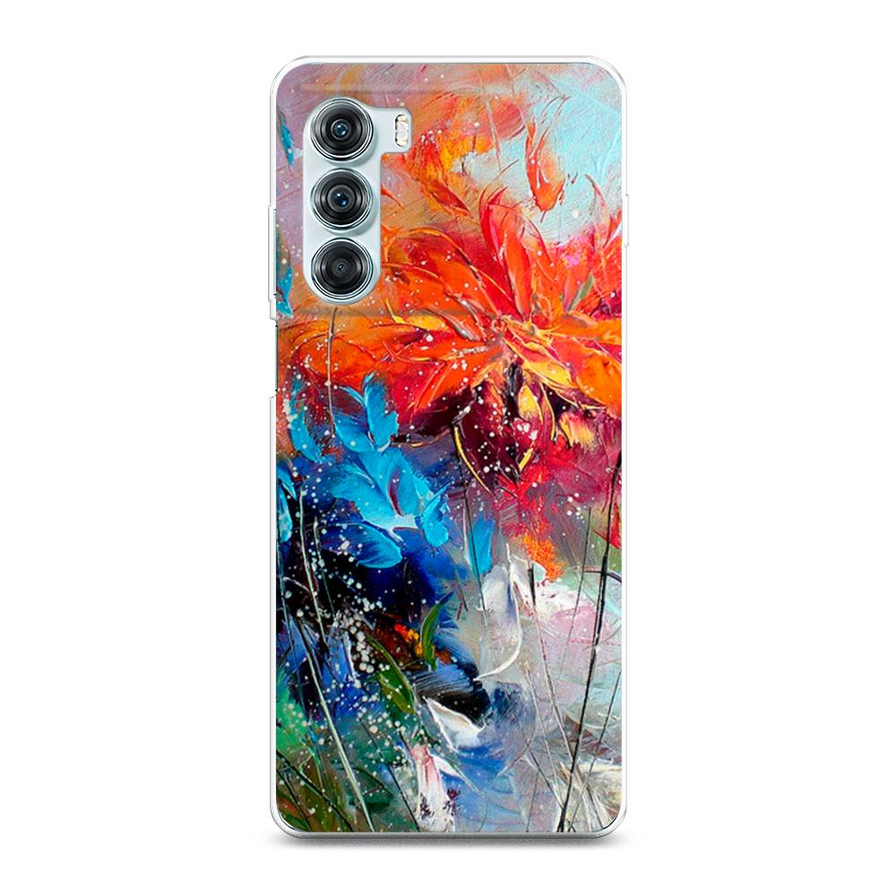 

Чехол на Motorola Moto Edge S30 "Абстрактные цветы", Оранжевый;синий, 243050-4