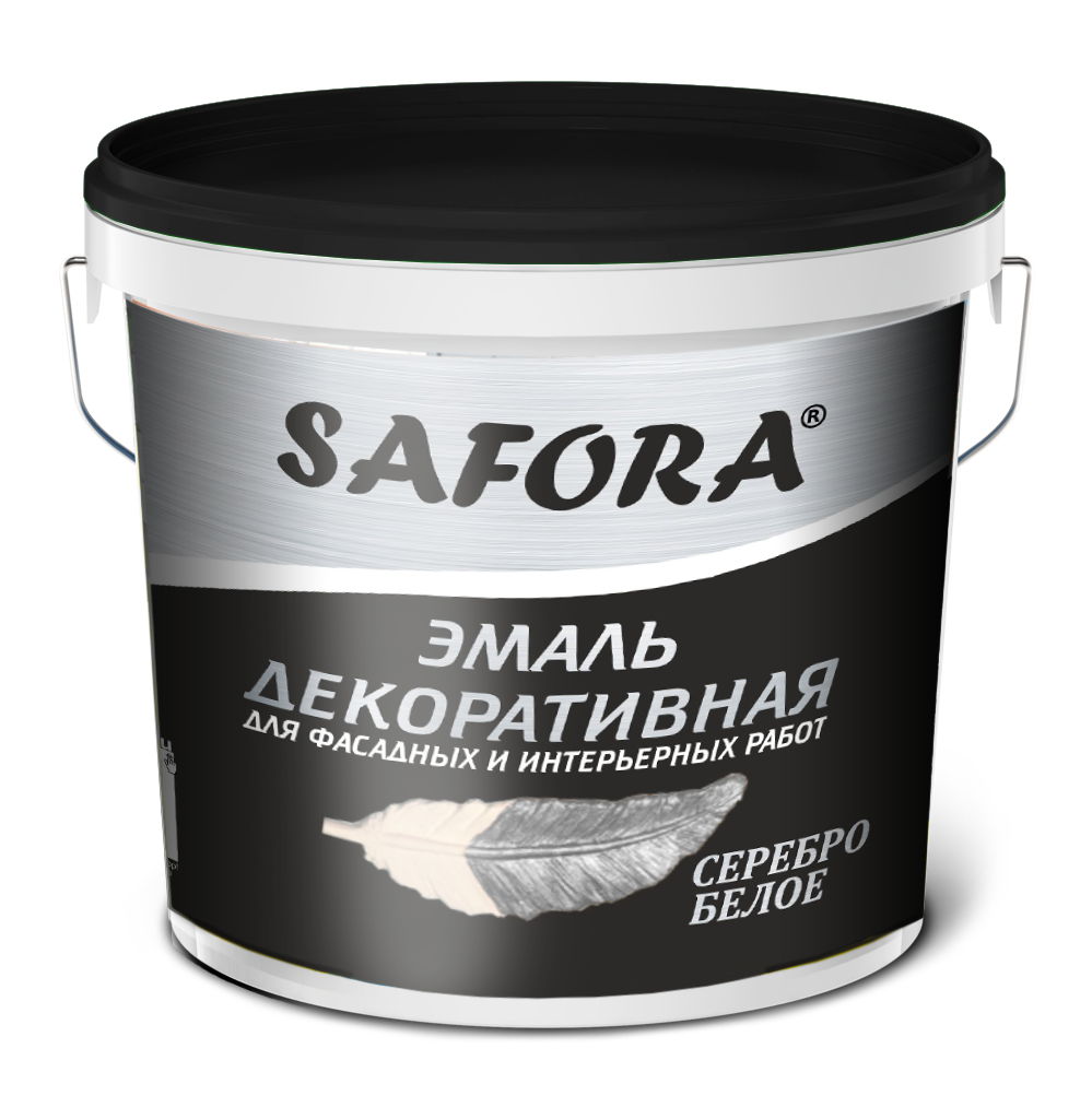 Декоративная эмаль SAFORA белое серебро 800г