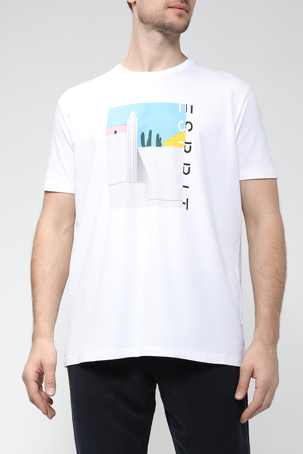 

Футболка мужская Esprit Casual 023EE2K315 белая M, Белый, 023EE2K315