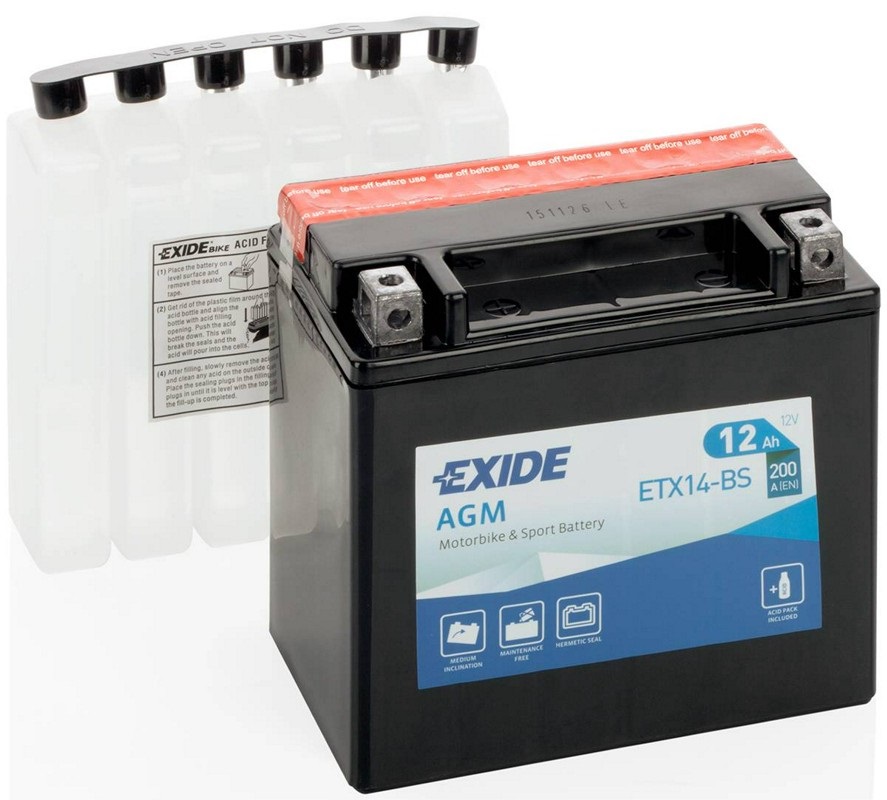 фото Аккумулятор автомобильный exide etx14ah-bs 12 ач