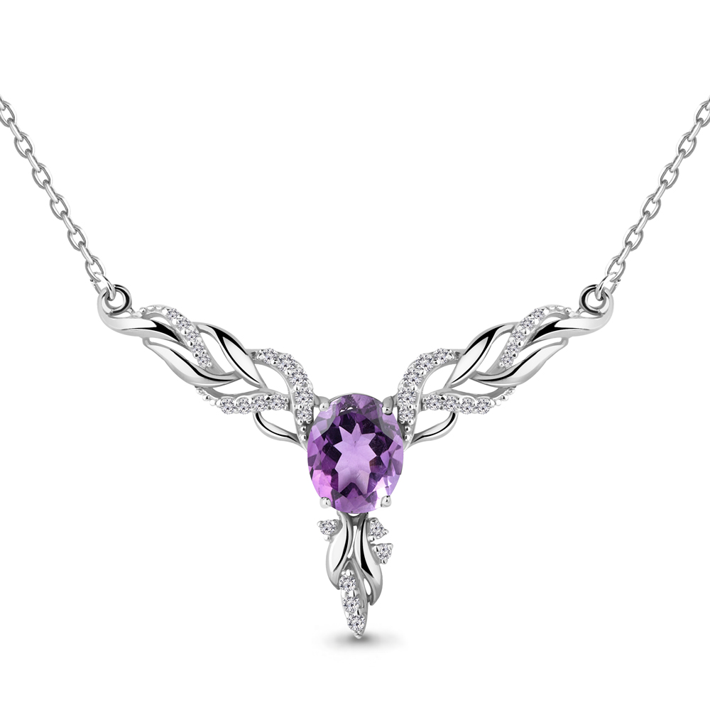 

Колье из серебра с аметистом 40 см Aquamarine 7354704А_925_р, 7354704А_925_р