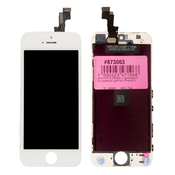 

Дисплей в сборе с тачскрином для Apple Phone 5S, белый, PD-873063