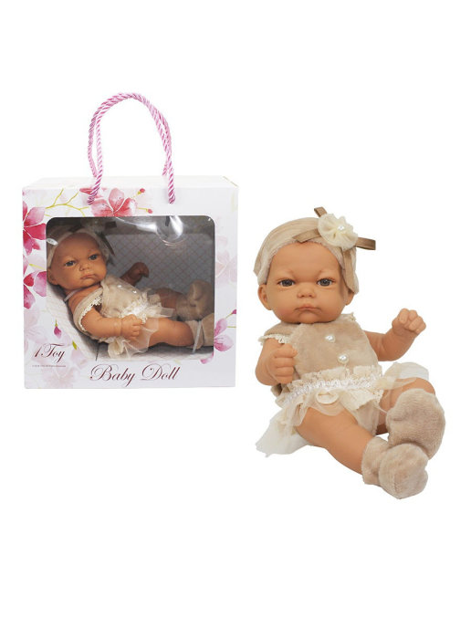 фото Пупс 1 toy в бежевом платье baby doll, 25 см 1toy