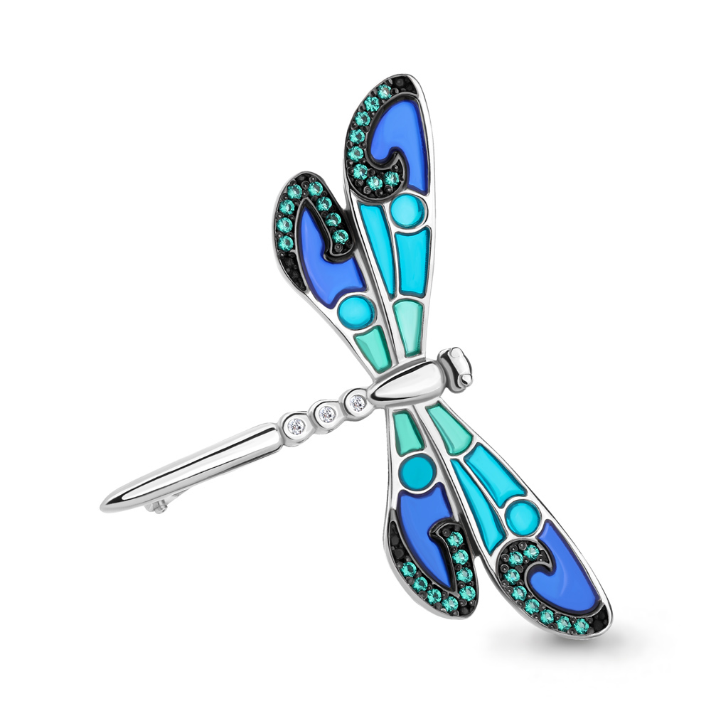 

Брошь из серебра с изумрудом Aquamarine 72793АГ_925_р, 72793АГ_925_р