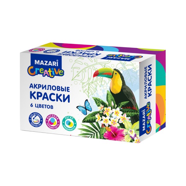 

Краска акриловая художественная Mazari 6 цветов
