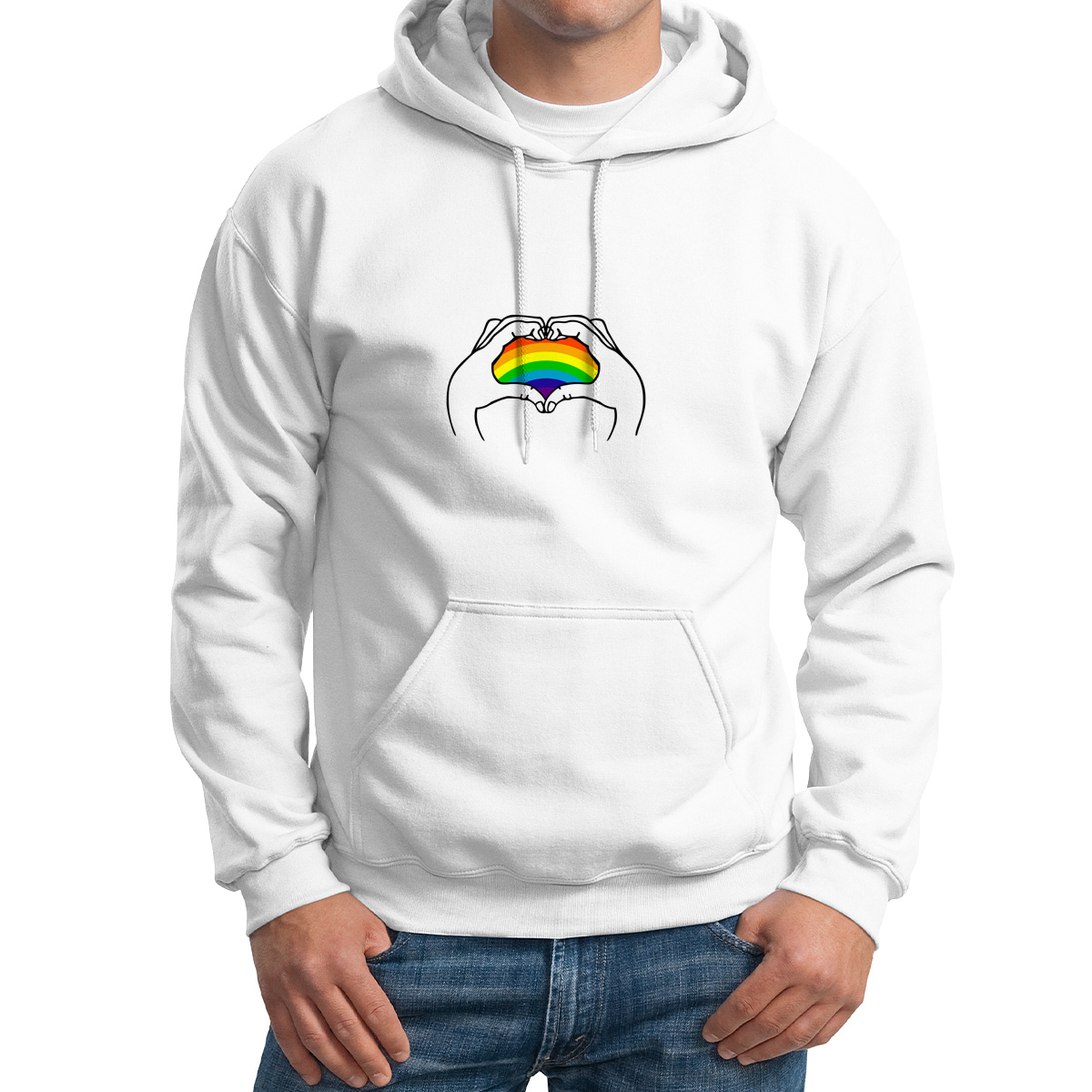 

Худи унисекс CoolPodarok Илюстрация. Радужное сердце руки белое 48 RU, M0501672